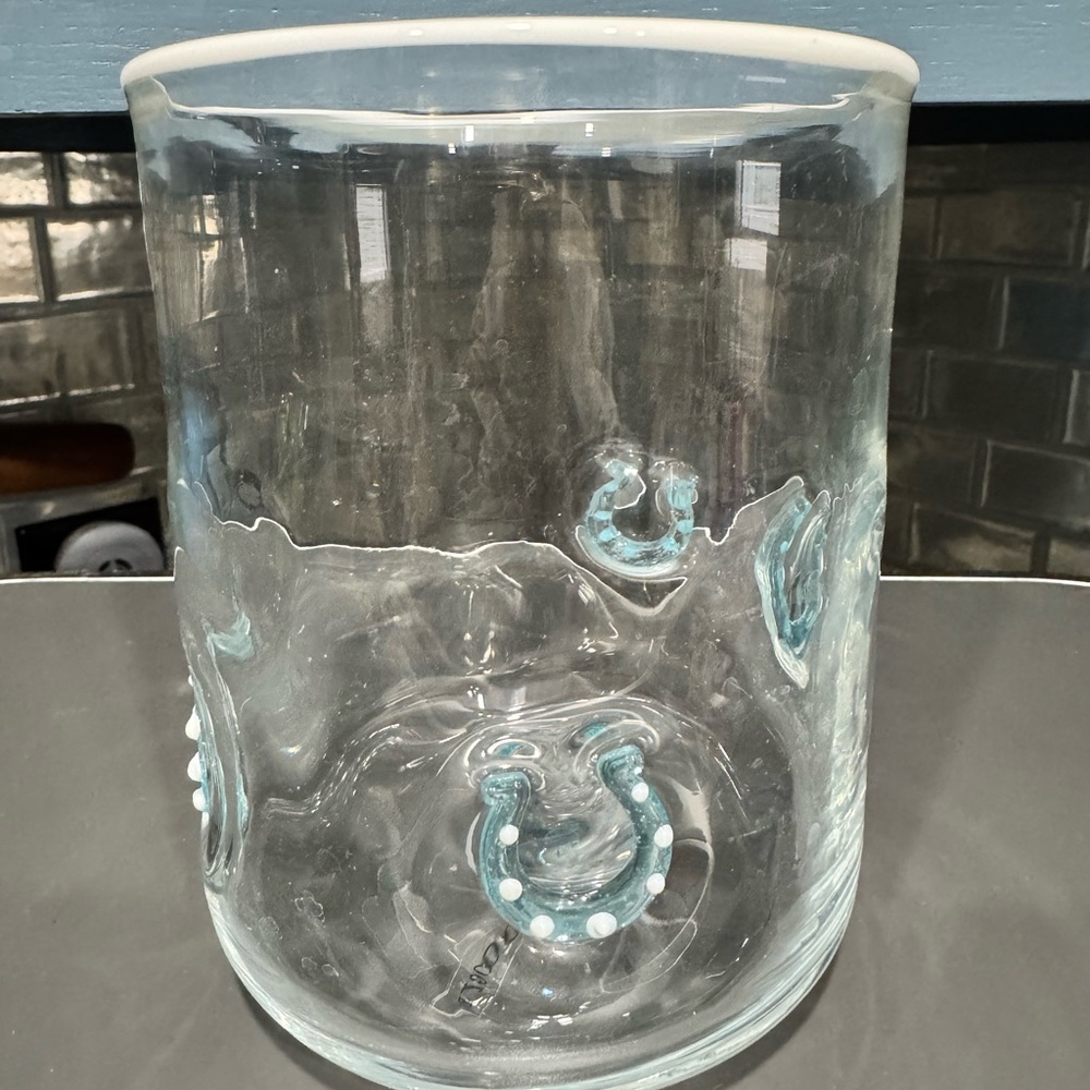 Anthropologie Clear and Blue Glass Vase